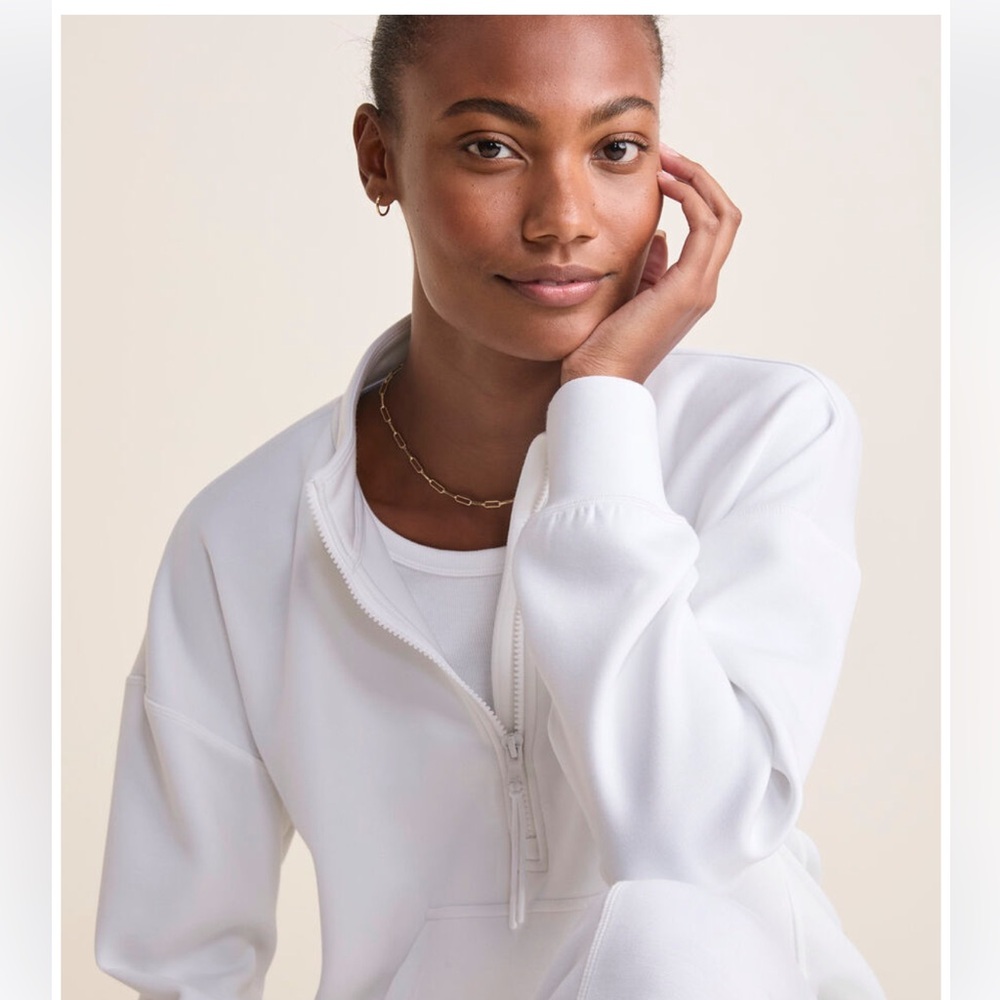 Vineyard Vines Performance Silky Scuba Oversized White Quarter Zip Pullover Sz M - Picture 9 of 13